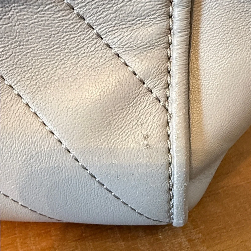 Tory Burch Fleming Satchel Gray Quilted Leather Chain Strap
